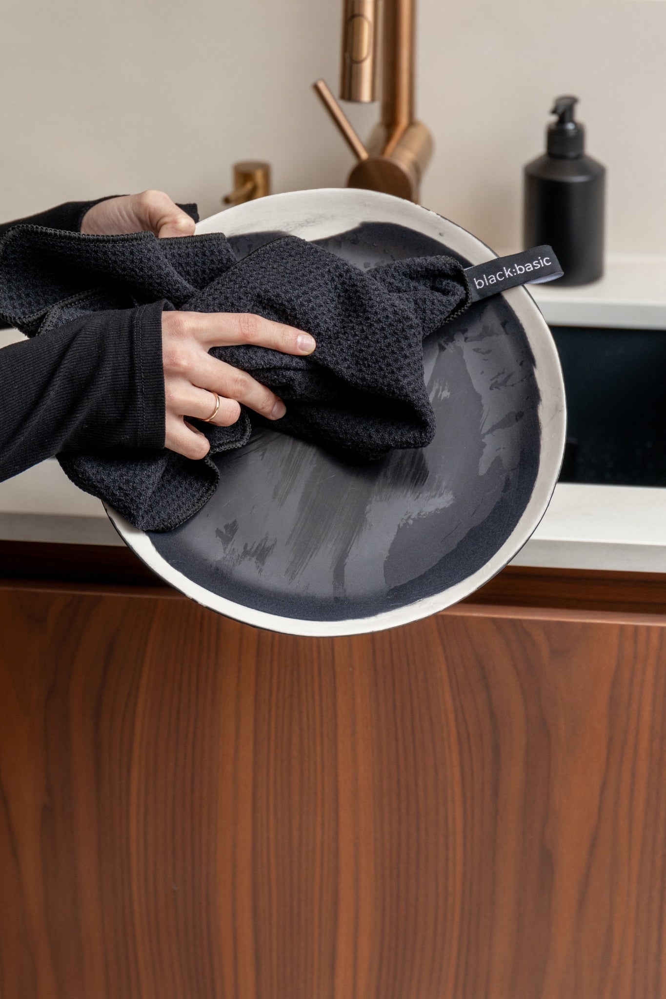 Black Microfibre Kitchen Towels